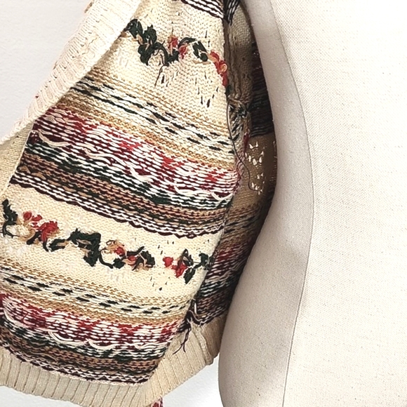 American Vintage Cardigan Cotton Blend Grannycore Floral by BUGC Cream Size L - Picture 5 of 14